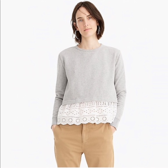 J. Crew Tops - J Crew Eyelet Hem Sweatshirt